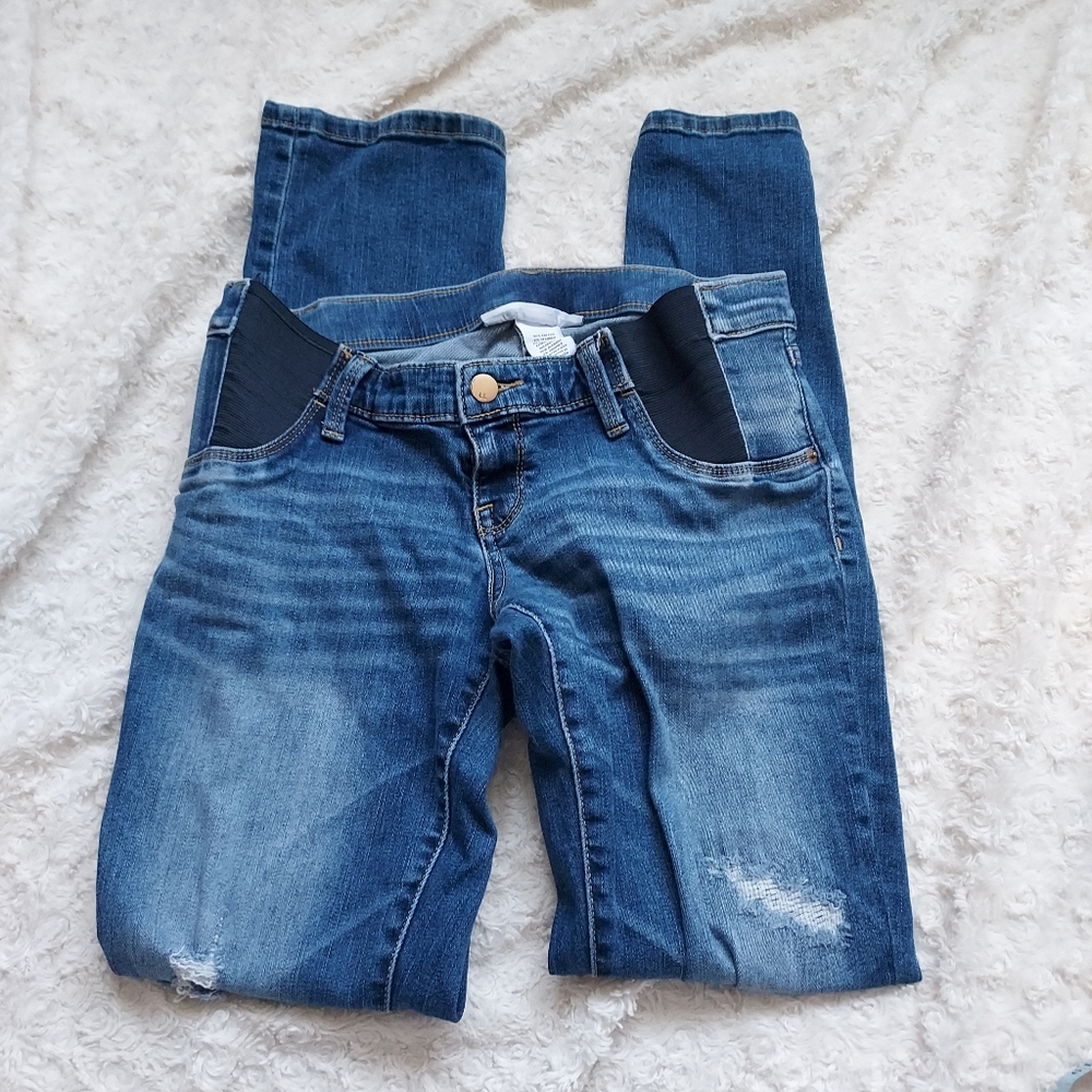 Liz Lange Comfy Maternity Distressed Straight Recto Jeans size XS Expecting